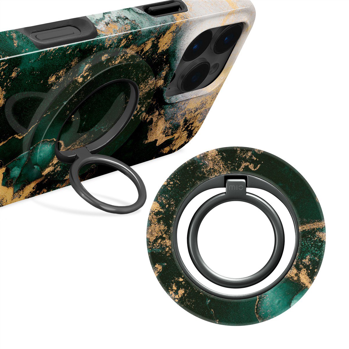 MIO Green Marble Magsafe Case Compatible Ring Holder