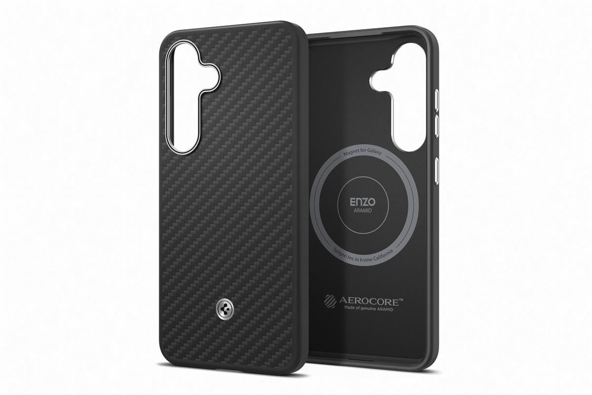 FPS936PGABW Enzo Aramid Case Samsung Galaxy S25 Plus, Black Silver