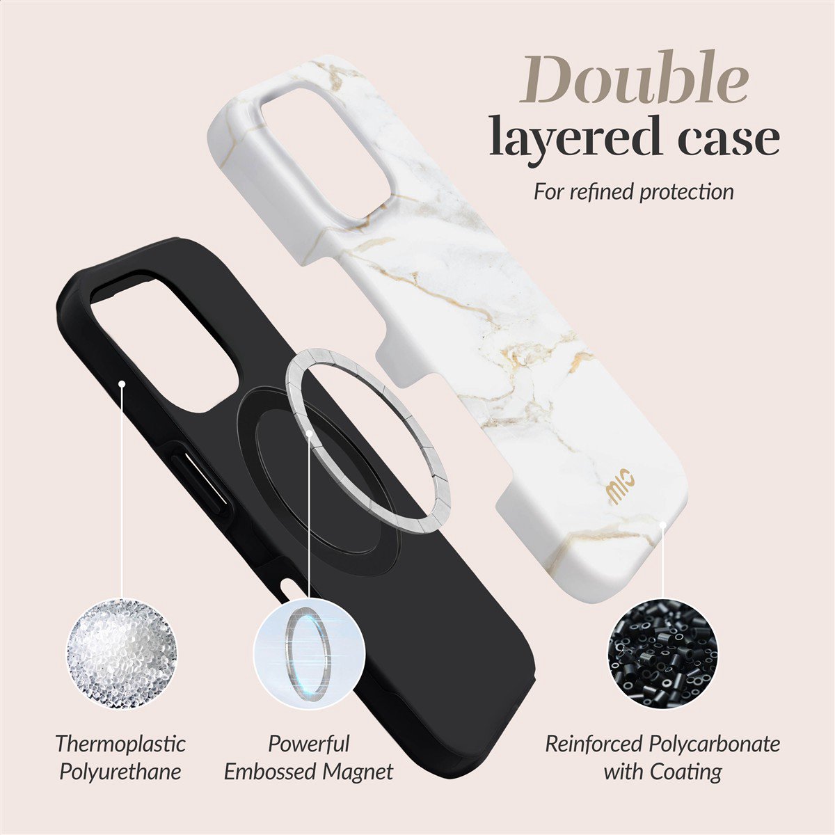 MIO White Marble Magsafe Case Compatible for Samsung S25+ 5G