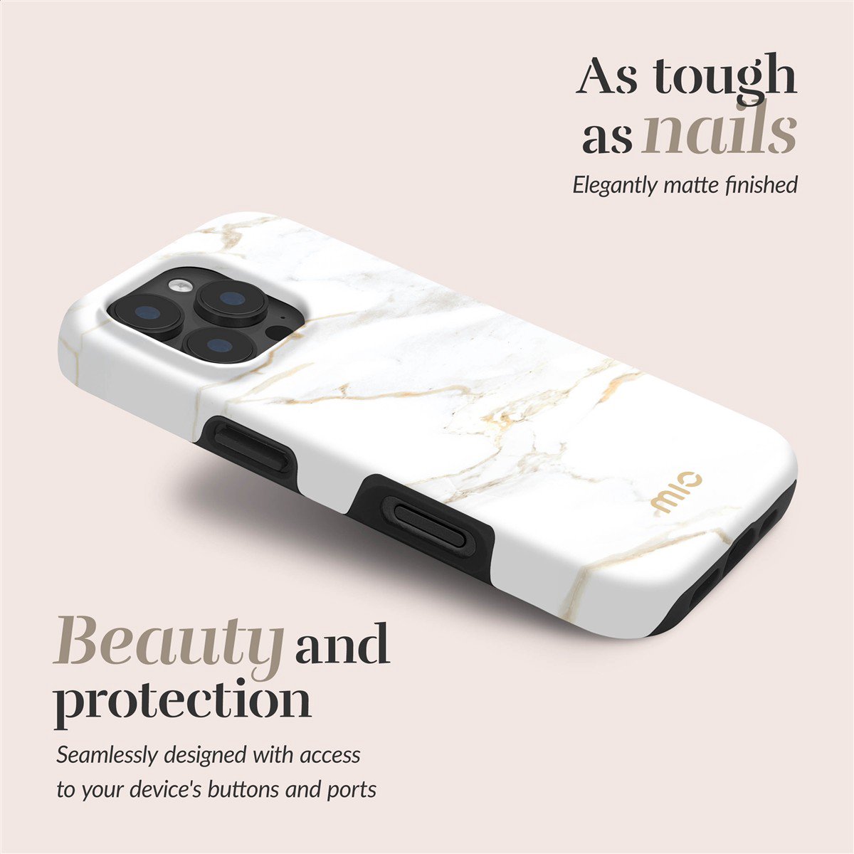 MIO White Marble Magsafe Case Compatible for iPhone 16 Pro Max
