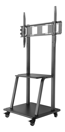 Monitoriaus vežimėlis su lentyna DELTACO OFFICE reguliuojamo aukščio, 1698-1848 mm, Heavy-Duty, 37-100”, juodas / ARM-0453|ARM-0453