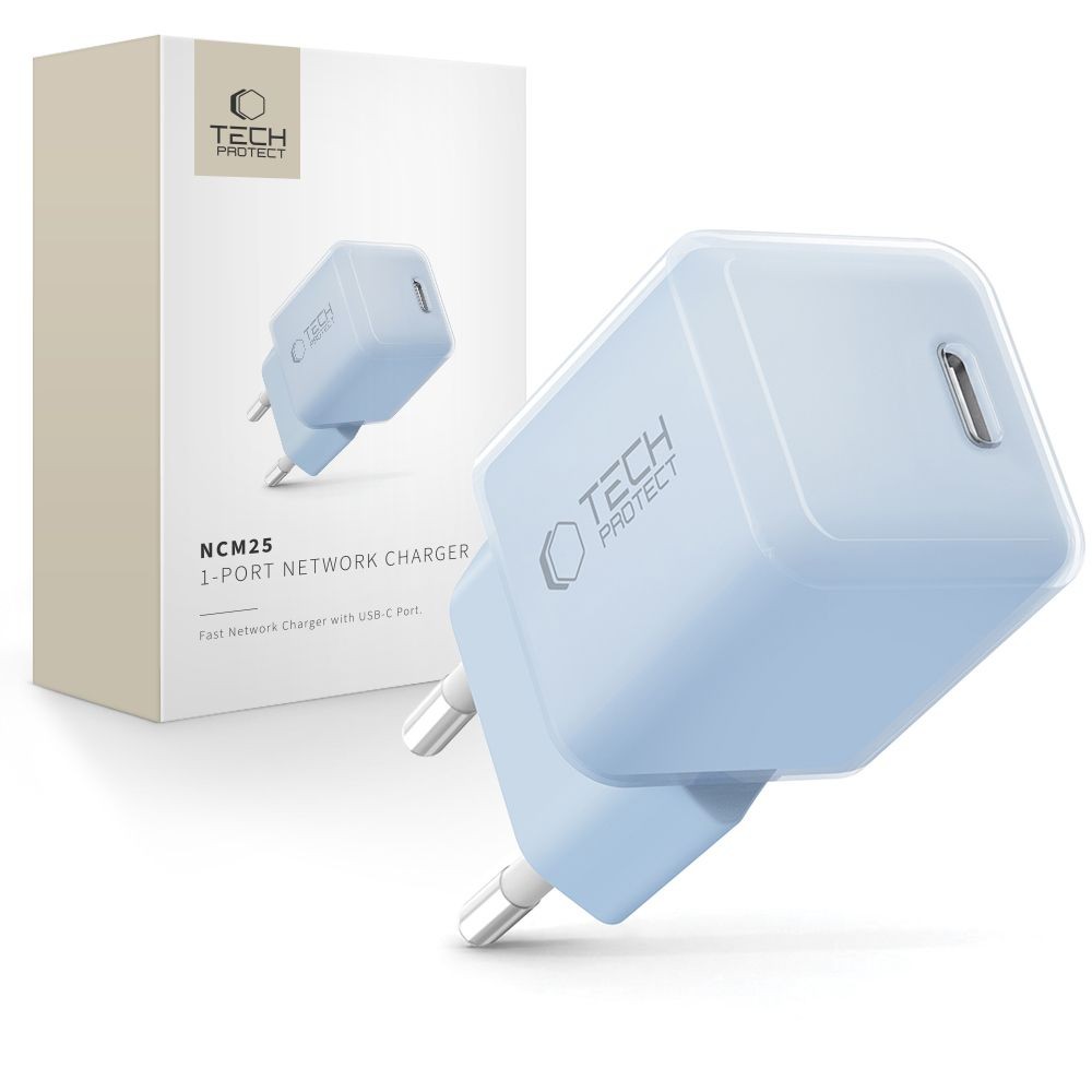 Melsvas pakrovėjas-įkroviklis "Tech-Protect NCM33W 1-Port network charger PD 25W