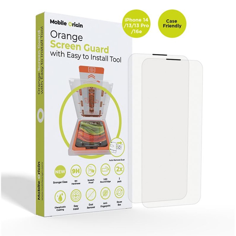 Mobile Origin Screen Guard iPhone 16e/14/13/13 Pro/ with easy applicator 2 pack