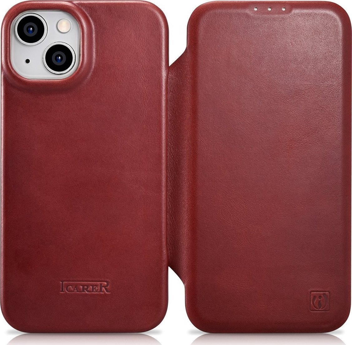 iCarer iCarer CE Oil Wax Premium Leather Folio Case leather case iPhone 14 Plus with MagSafe