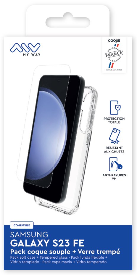 Samsung Galaxy S23 FE Pack Soft Cover+2D Screen Glass By My Way Transparent