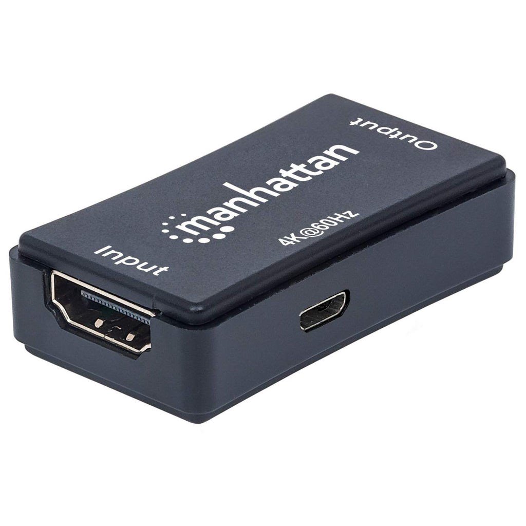 Manhattan HDMI Repeater, 4K@60Hz, Active, Boosts HDMI Signal up to 40m, Black