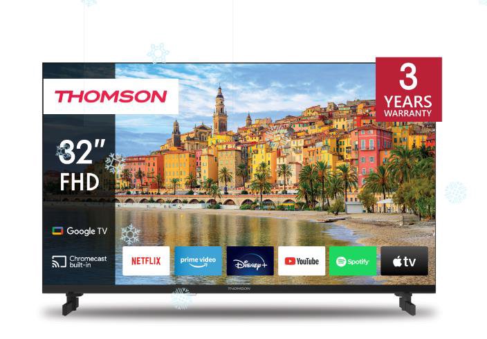 TV SetTHOMSON32"Smart/FHD1920x1080Wireless LANBluetoothGoogle TVBlack32FG2S14