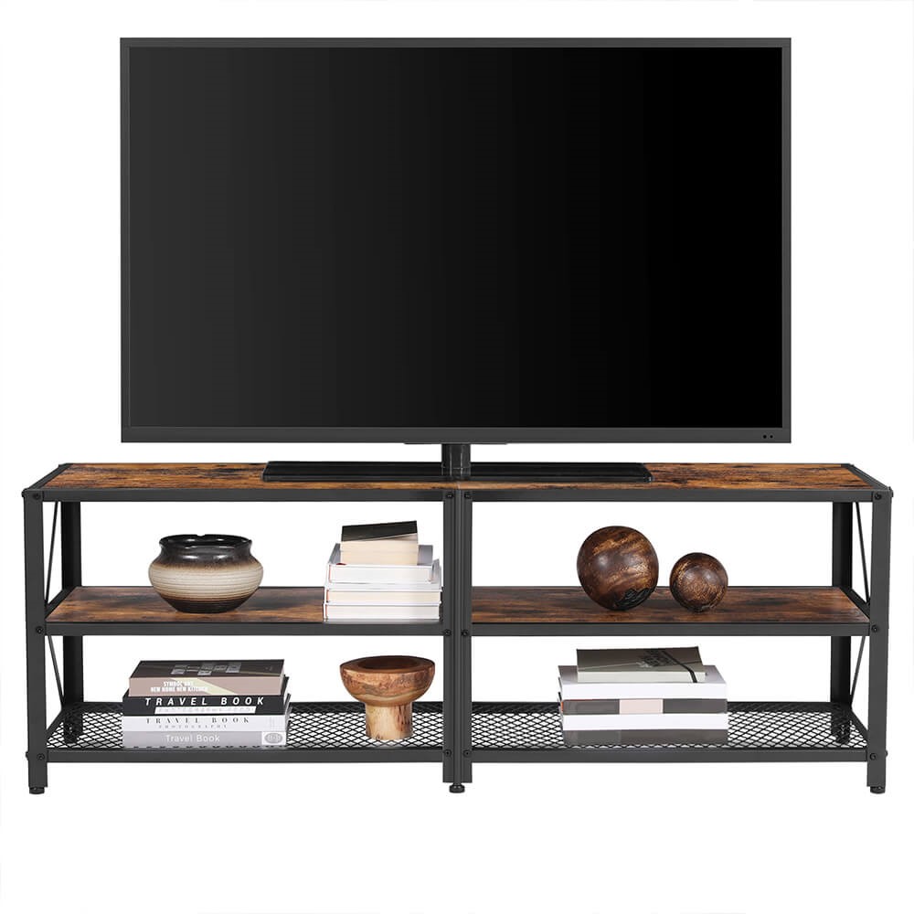 Industrinis TV staliukas | Matinis plieninis rėmas | 39 x 140 cm | "Rustic" ruda