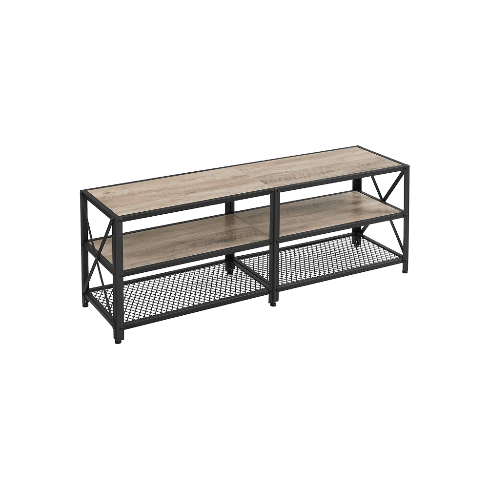 Industrinis TV staliukas | Matinis plieninis rėmas | 39 x 140 cm | "Rustic" pilka