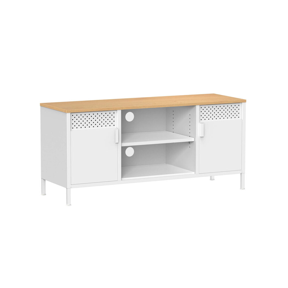 Industrinio stiliau TV staliukas |Iki 55 colių televizoriui | 40 x 120 cm | Balta