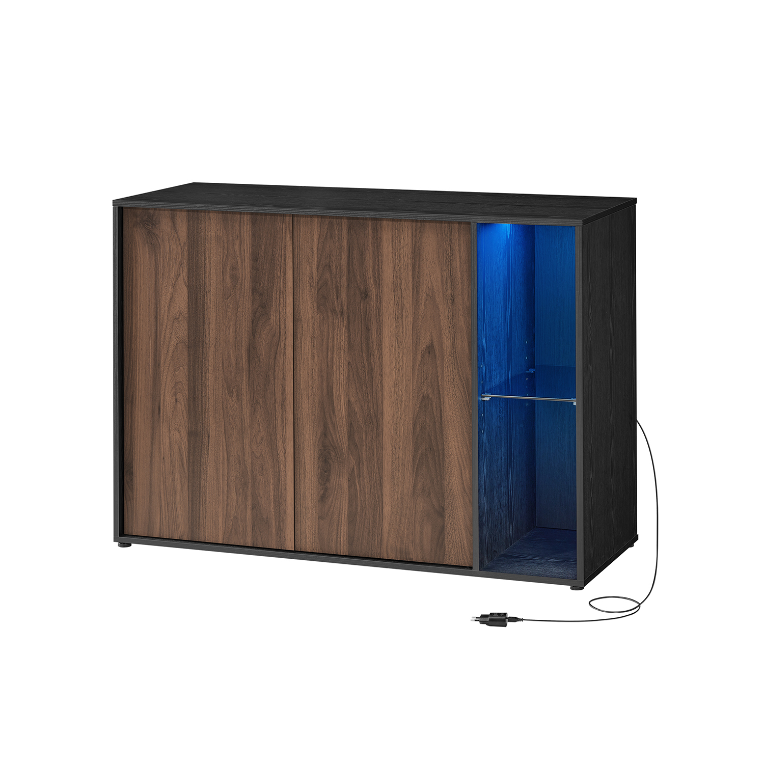 Indauja su apšvietimu ir technologija be įrankių | LED apšvietimas | 39 x 100 x 71 cm | Juoda