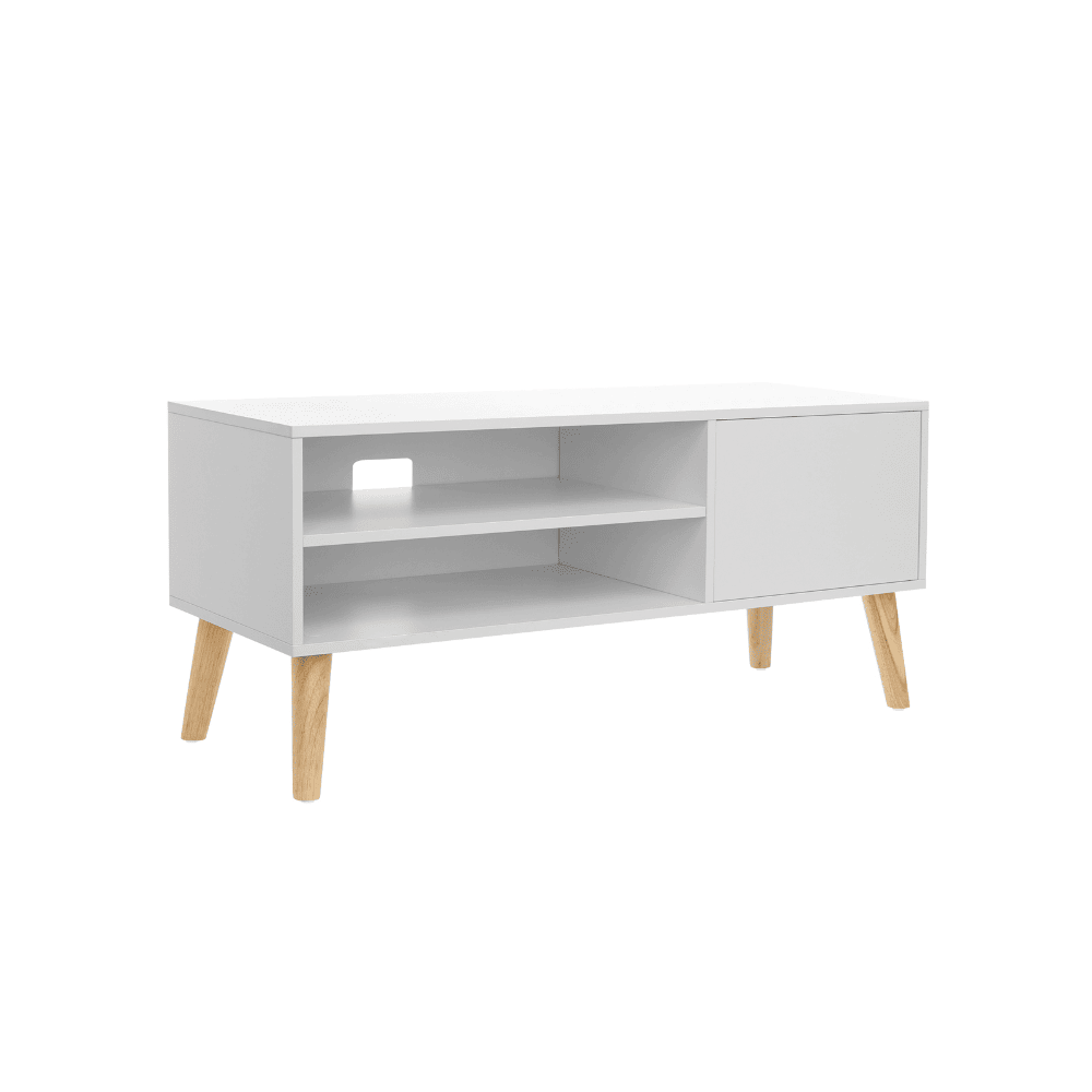Industrinio stiliaus TV staliukas spintelė | 40 x 110 cm | Balta