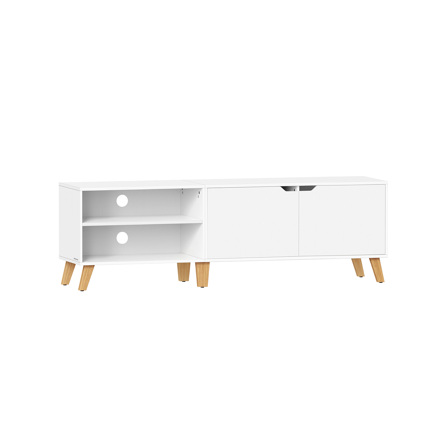 TV spintelė 160 cm ilgio su 2 durimis | 65" televizoriui | 160 x 40 x 50 cm | Balta
