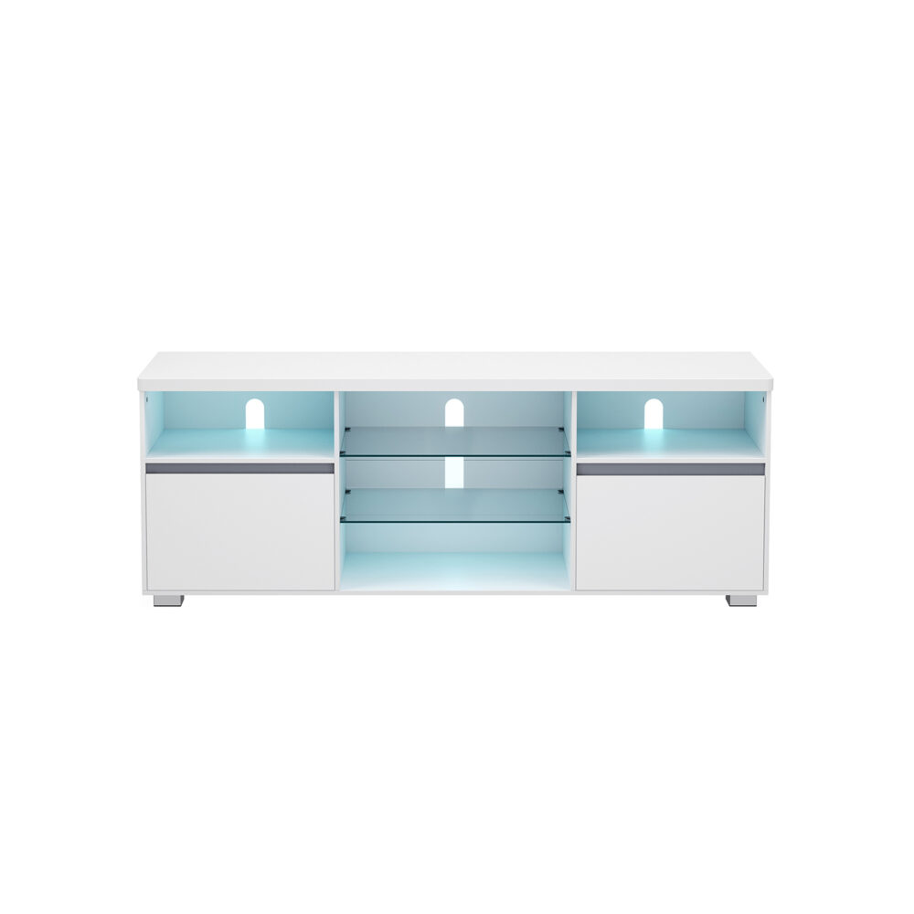 Modernus TV staliukas | LED apšvietimas | Maks. 70" | 40 x 160 cm | Balta