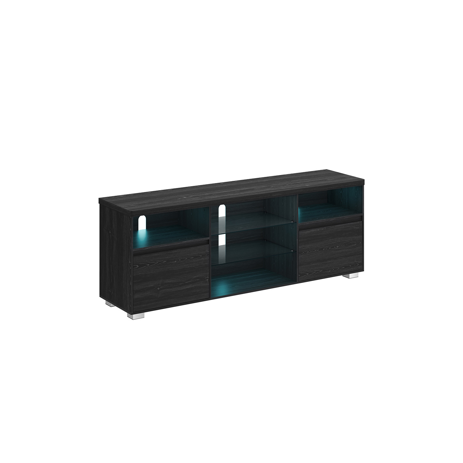 Modernus TV staliukas | LED apšvietimas | Maks. 70" | 40 x 160 cm | Juoda