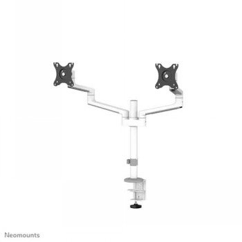 NEOMOUNTS SCREEN DESK MOUNT FOR TWO MONITORS, WHITE (CLAMP+GROMMET)