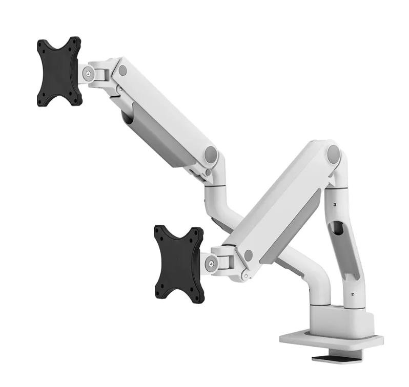 NEOMOUNTS SELECT DESK MOUNT, DOUBLE DISPLAY (TOPFIX CLAMP &GROMMET) WHITE