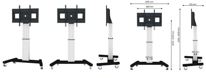NEWSTAR MOTORISED MOBILE FLOOR STAND - VESA 200X200 UP TO 800X600 42-100" SILVER