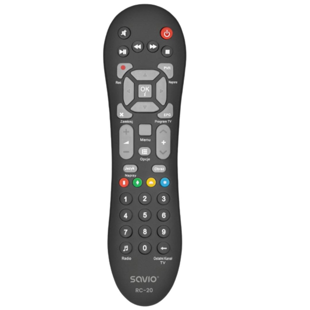 Savio RC-20 nuotolinio valdymo pultelis IR belaidis DTV, TV Spaudžiamieji mygtukai