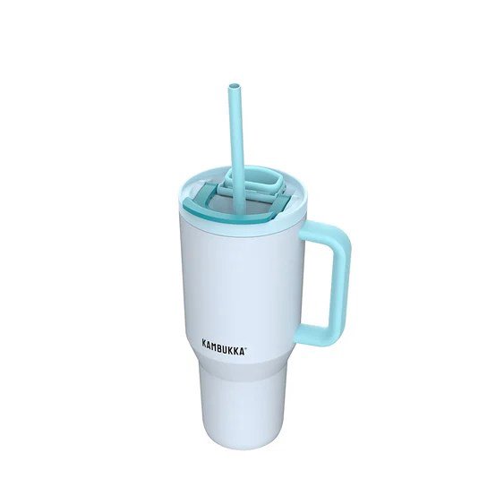 Termo puodelis su teleskopiniu šiaudeliu Kambukka Rio Tumbler 950ml Frosty Coconut