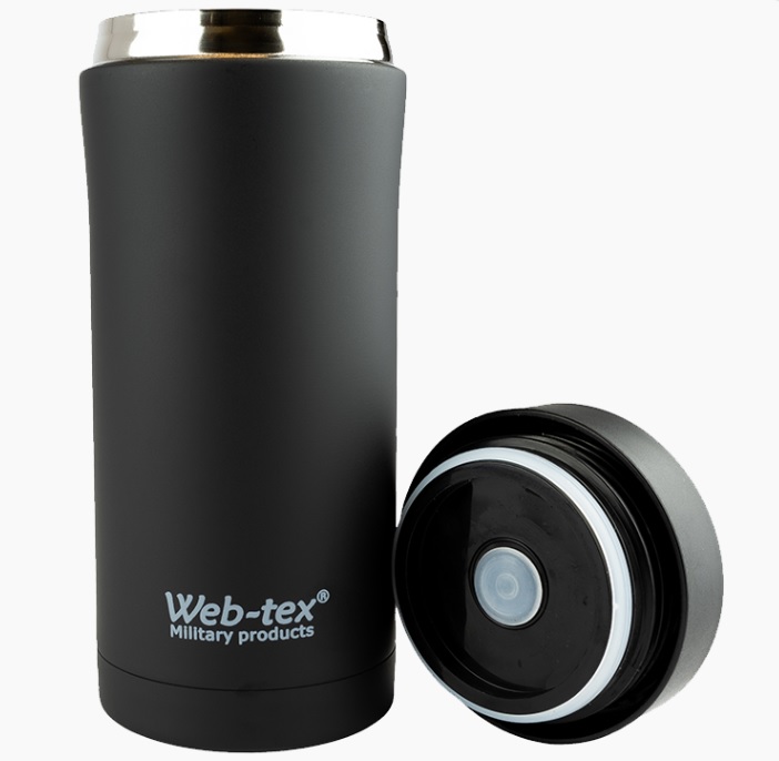 Web-tex termosinis puodukas 330ml juodos spalvos .