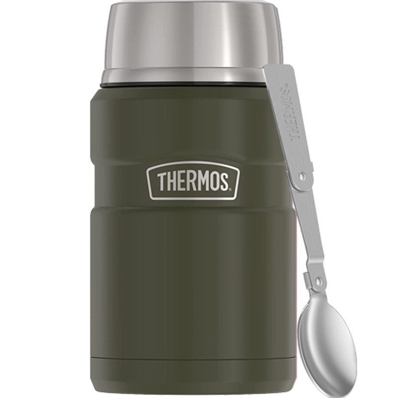 710 ml maisto termos su sulankstomu šaukštu ir puodeliu THERMOS - kariškos žalios spalvos