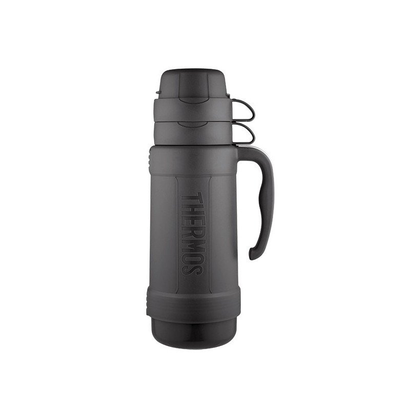 Stiklinis termosas su dviem puodeliais 1 l, juodas 194530 THERMOS