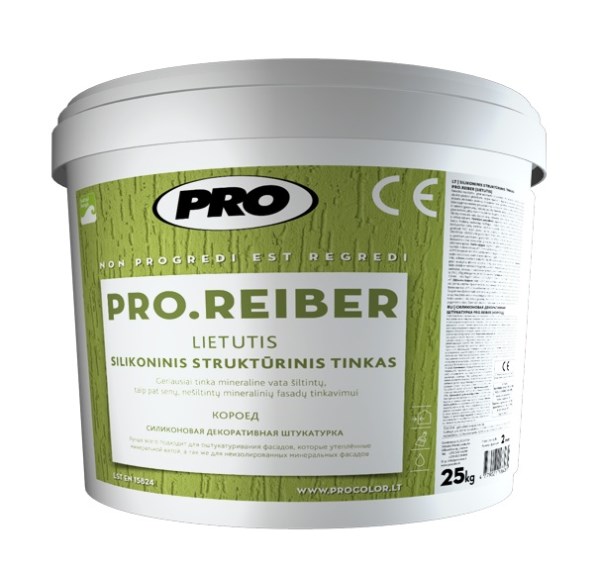 Struktūrinis, dekoratyvinis akrilinis tinkas PRO REIBER 1,5mm 25kg