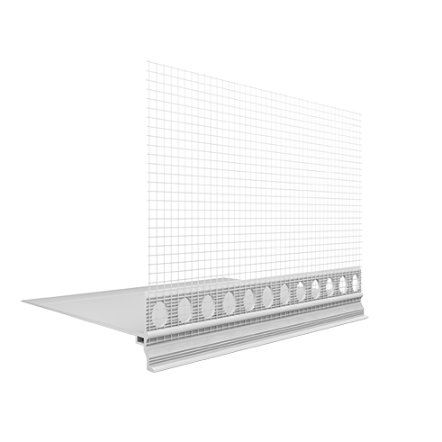 PVC jungiamasis cokolinis profilis su tinkleliu EJOT PRAKTIKA, 180 x 2000 mm