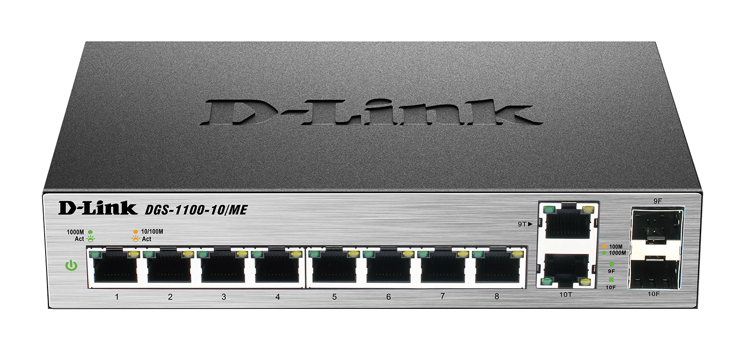 D-Link | Metro Ethernet Switch | DGS-1100-10/ME | Managed L2 | Desktop | Gigabit Ethernet (copper) ports quantity 8 | Combo ports quantity 2 | Power supply type Single | 24 month(s)