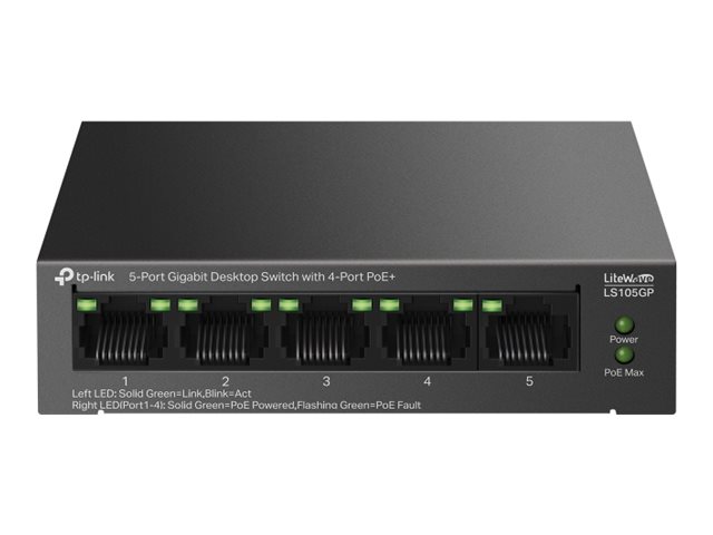 TP-LINK | 5-Port Gigabit Desktop Switch with  4-Port PoE+ | LS105GP | Unmanaged | Desktop