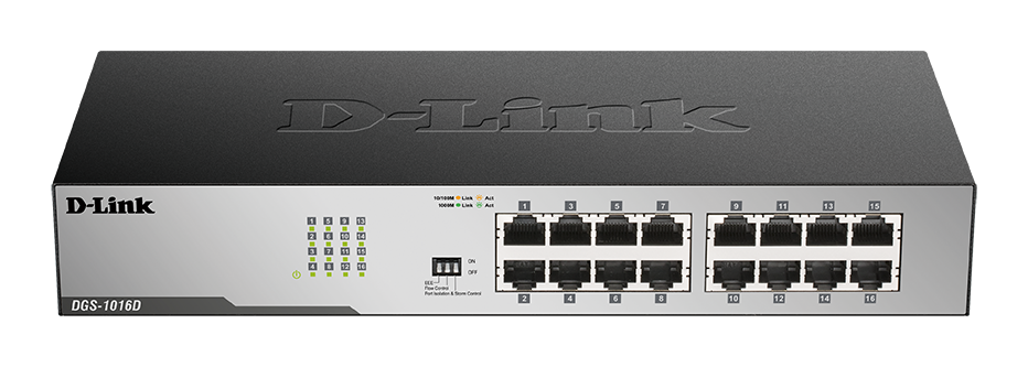 D-Link | 16-Port Gigabit Unmanaged Desktop Switch | DGS-1016D | Unmanaged | Desktop