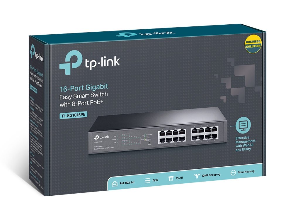 TP-LINK | Switch | TL-SG1016PE | Web Managed | Desktop/Rackmountable | Gigabit Ethernet (copper) ports quantity 16 | PoE+ ports quantity 8 | 36 month(s)