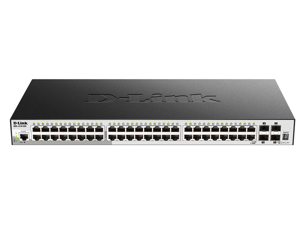 D-Link | Stackable Smart Managed Switch with 10G Uplinks | DGS-1510-52X/E | Managed L2 | Rackmountable | Gigabit Ethernet (copper) ports quantity 48