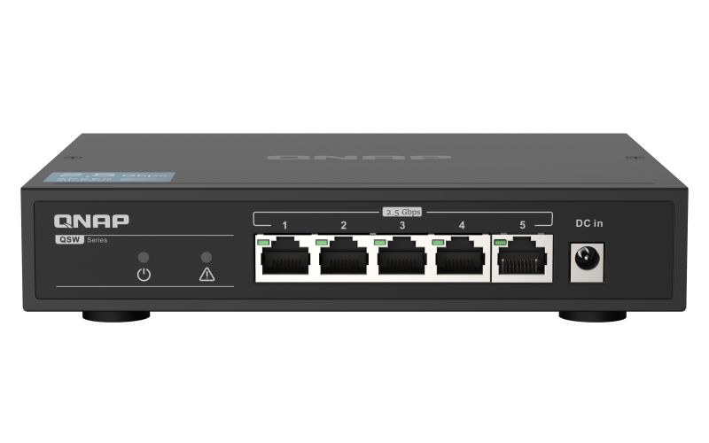 QNAP | 5 port 2.5Gbps Auto Negotiation (2.5G/1G/100M) | QSW-1105-5T | Unmanaged | Desktop | Gigabit Ethernet (copper) ports quantity 5