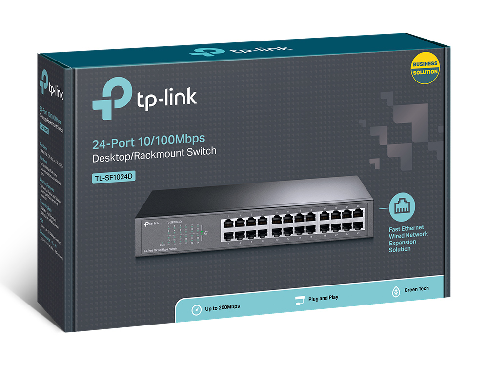 TP-LINK | Switch | TL-SF1024D | Unmanaged | Desktop/Rackmountable | 10/100 Mbps (RJ-45) ports quantity 24 | Power supply type External