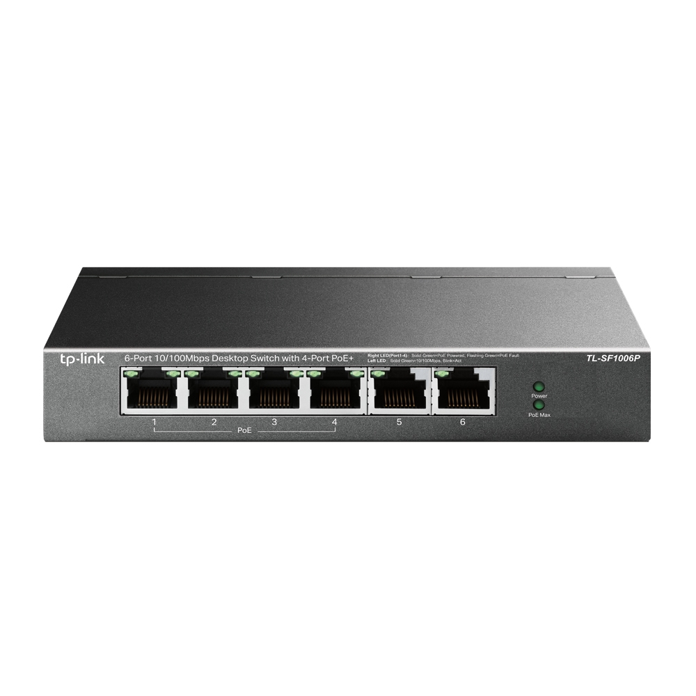 TP-LINK | Switch | TL-SF1006P | Unmanaged | Desktop | 10/100 Mbps (RJ-45) ports quantity 6 | PoE+ ports quantity 4 | Power supply type External