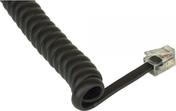 InLine RJ10 spiral cable male - male black 2m (18893A)