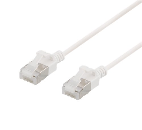 DELTACO U / FTP Cat6a patch cable, slim, 3.8mm in diameter, 2m, 500MHz, LSZH, white / UFTP-1048