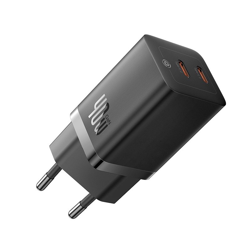 Sieninis įkroviklis GaN5 Pro 40W 2xUSB-C QC3.0 PD3.0, juodas