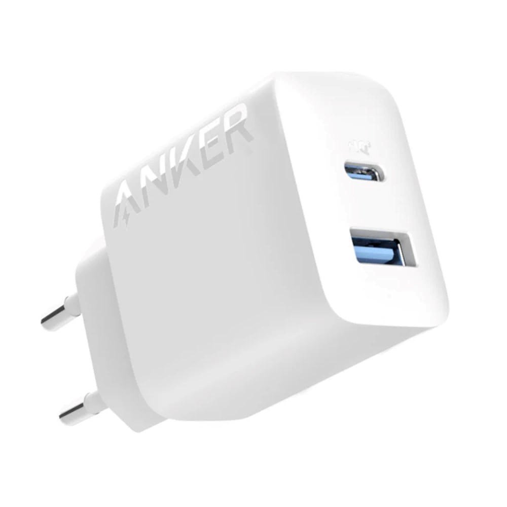 Anker 312 20W 1x USB-A 1x USB-C baltas įkroviklis