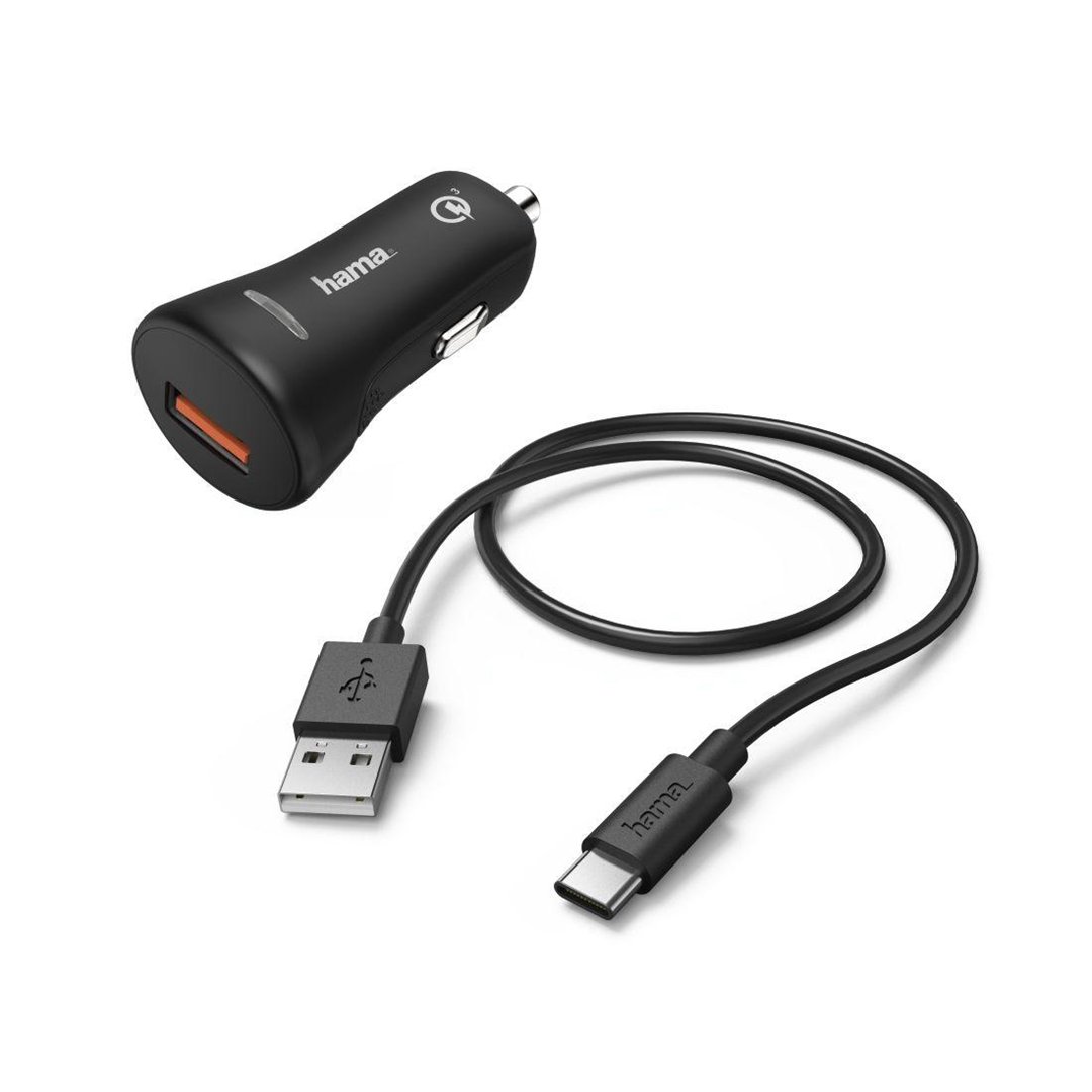 Hama 00183231 Car Charger, USB Type-C QC 3.0 3A, Black