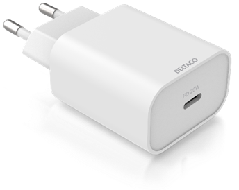 Adapteris DELTACO USB-C PD, 100-240 V, 20 W, baltas / USBC-AC144