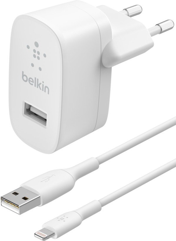 Įkroviklis Belkin Boost Charge USB-A 12W + Lightning kabelis baltas