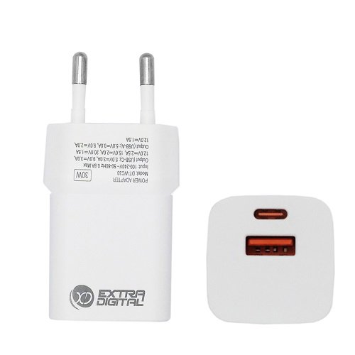 Kroviklis EXTRA DIGITAL GaN USB Type-C, USB Type-A: 30W, PPS