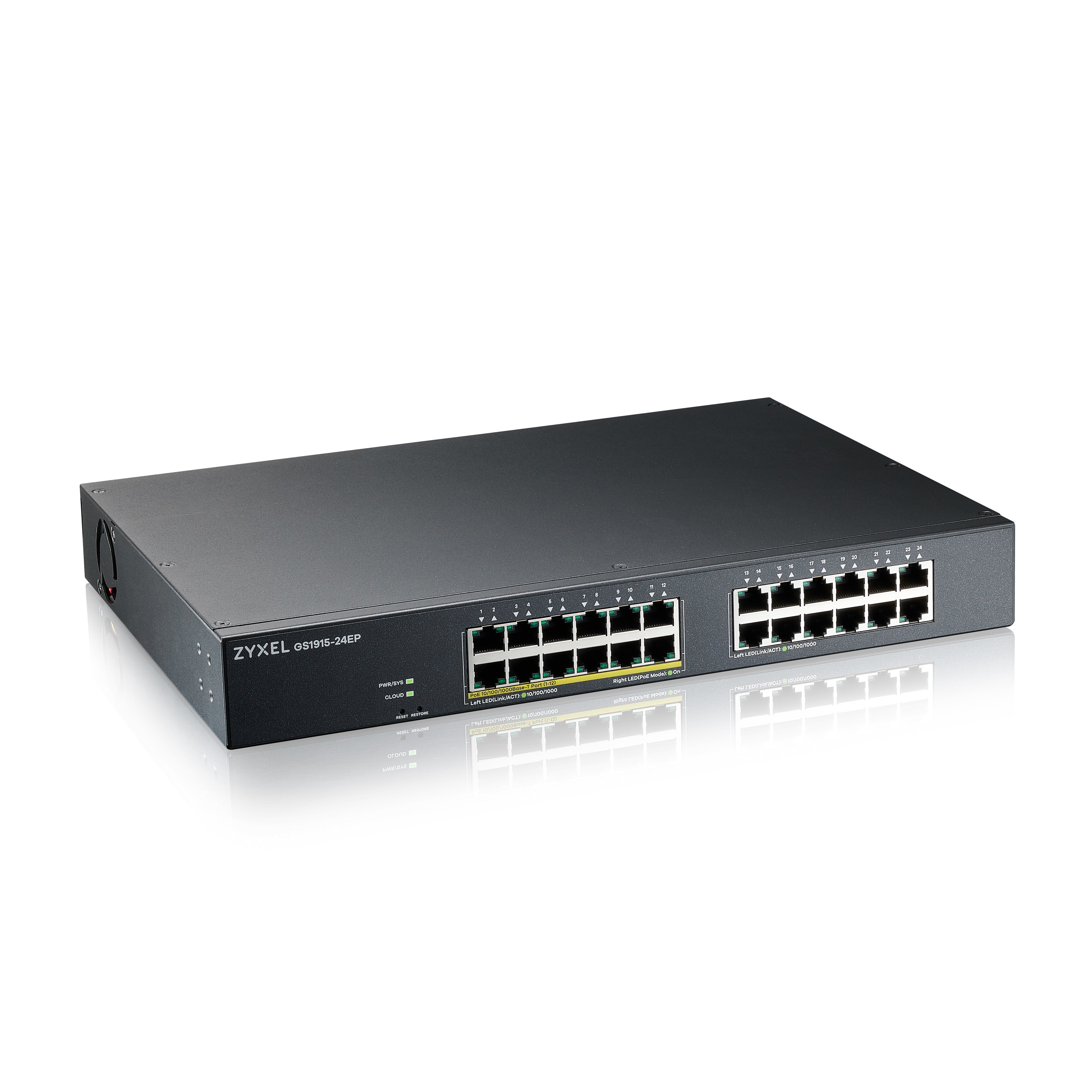 Zyxel GS1915-24EP Valdomas L2 Gigabit Ethernet (10/100/1000) Maitinimas per Eternetą (PoE) 1U Juoda