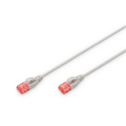 Tinklo kabeliai CAT 6 U-UTP  Slim patch cord  Patch cord  Transparent red coloured connector for e