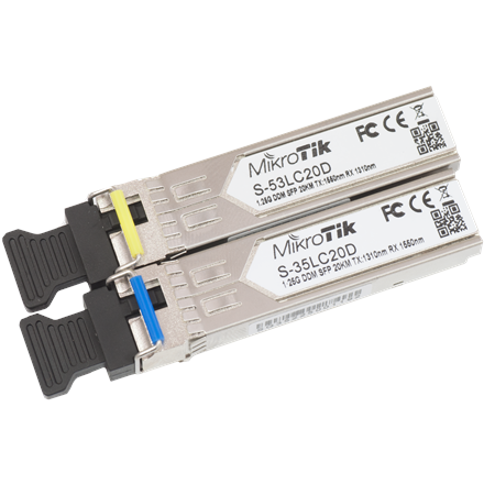 MikroTik Pair of SFP modules S-3553LC20D (S-35LC20D 1.25G SM 20km T1310nm/R1550nm + S-53LC