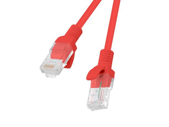 PATCHCORD KAT.5E UTP 1M CZERWONY FLUKE PASSED LANBERG 10-PACK