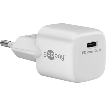 Goobay 59716 USB-C PD GaN Fast Charger Nano (30 W), White Goobay USB